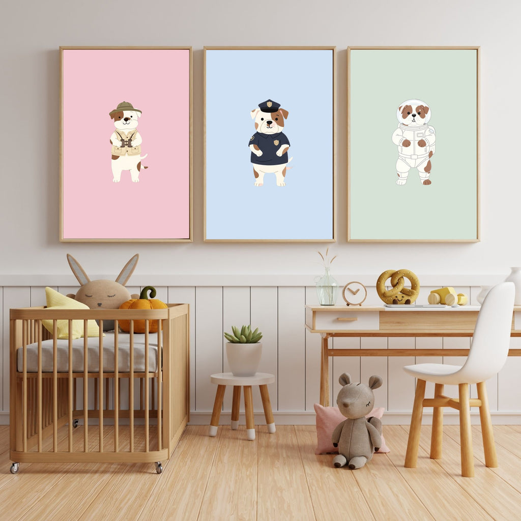 American Bulldog Kids Nursery Wall Art Print Bundle — 22 Dog Costume Designs, 5 Colours, 6 Print Sizes | Digital Download