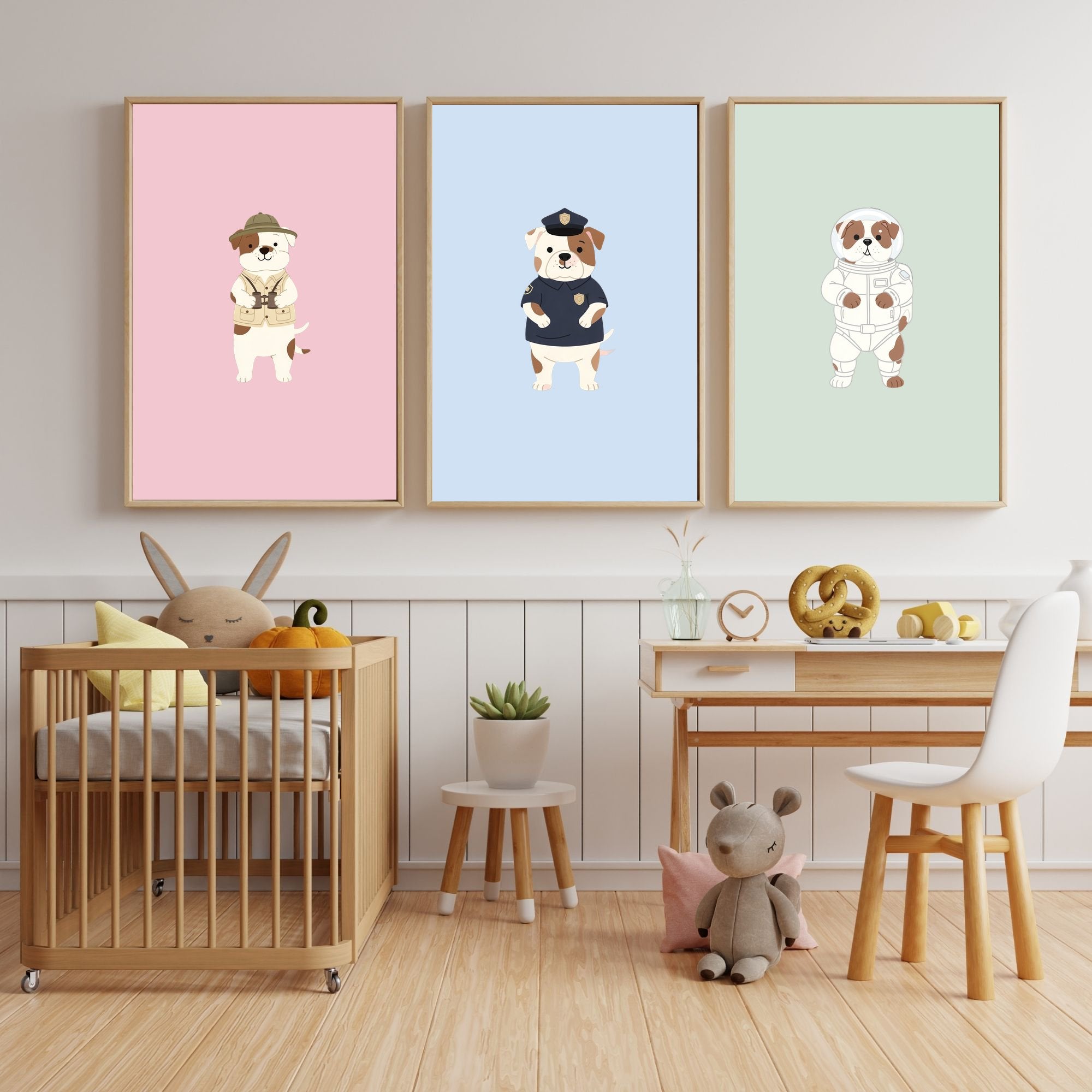 American Bulldog Kids Nursery Wall Art Print Bundle — 22 Dog Costume Designs, 5 Colours, 6 Print Sizes | Digital Download