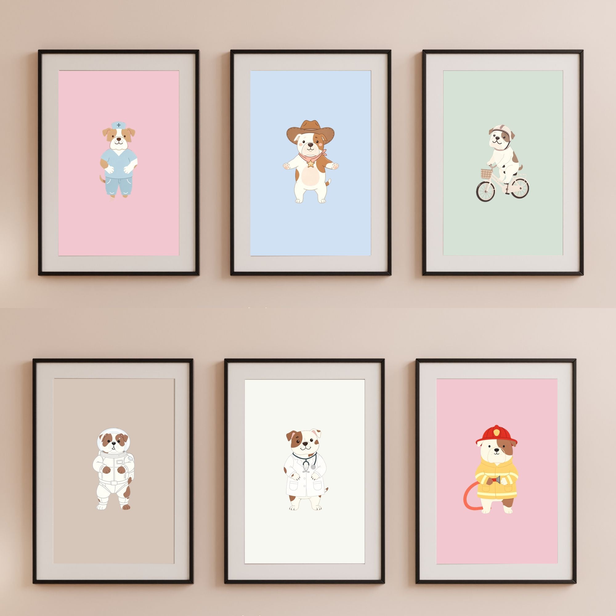 American Bulldog Kids Nursery Wall Art Print Bundle — 22 Dog Costume Designs, 5 Colours, 6 Print Sizes | Digital Download
