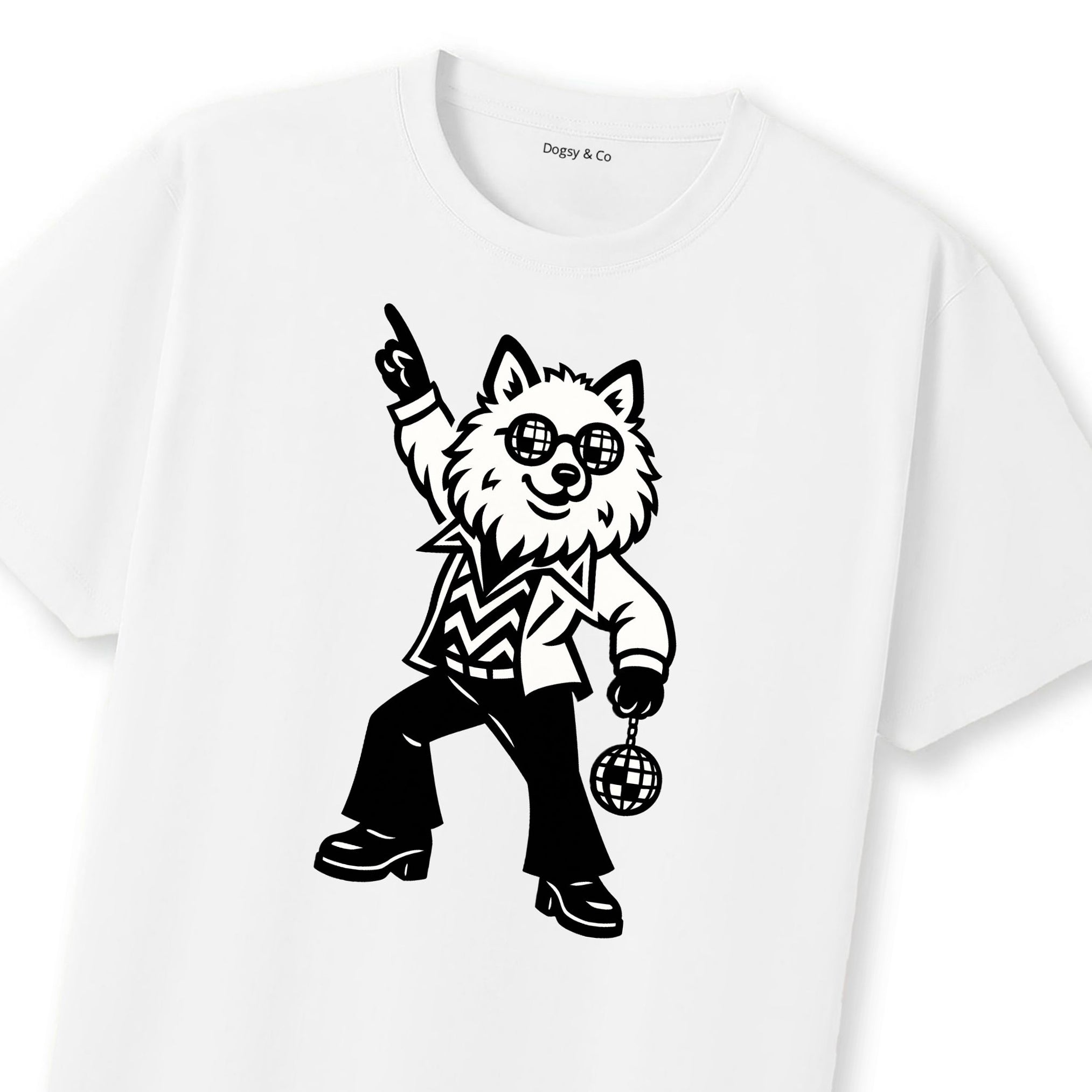 American Eskimo Dog Disco Doggo T-Shirt | Dogsy & Co