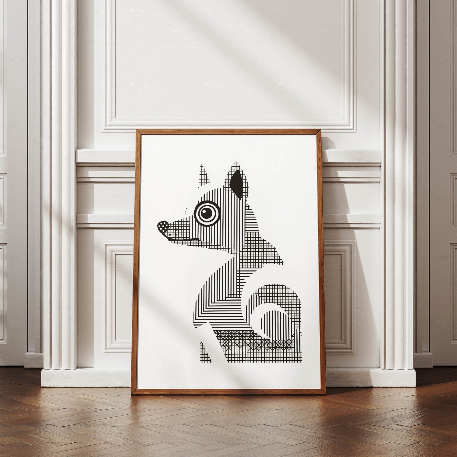 American Eskimo Dog Geometric Line Art mockup