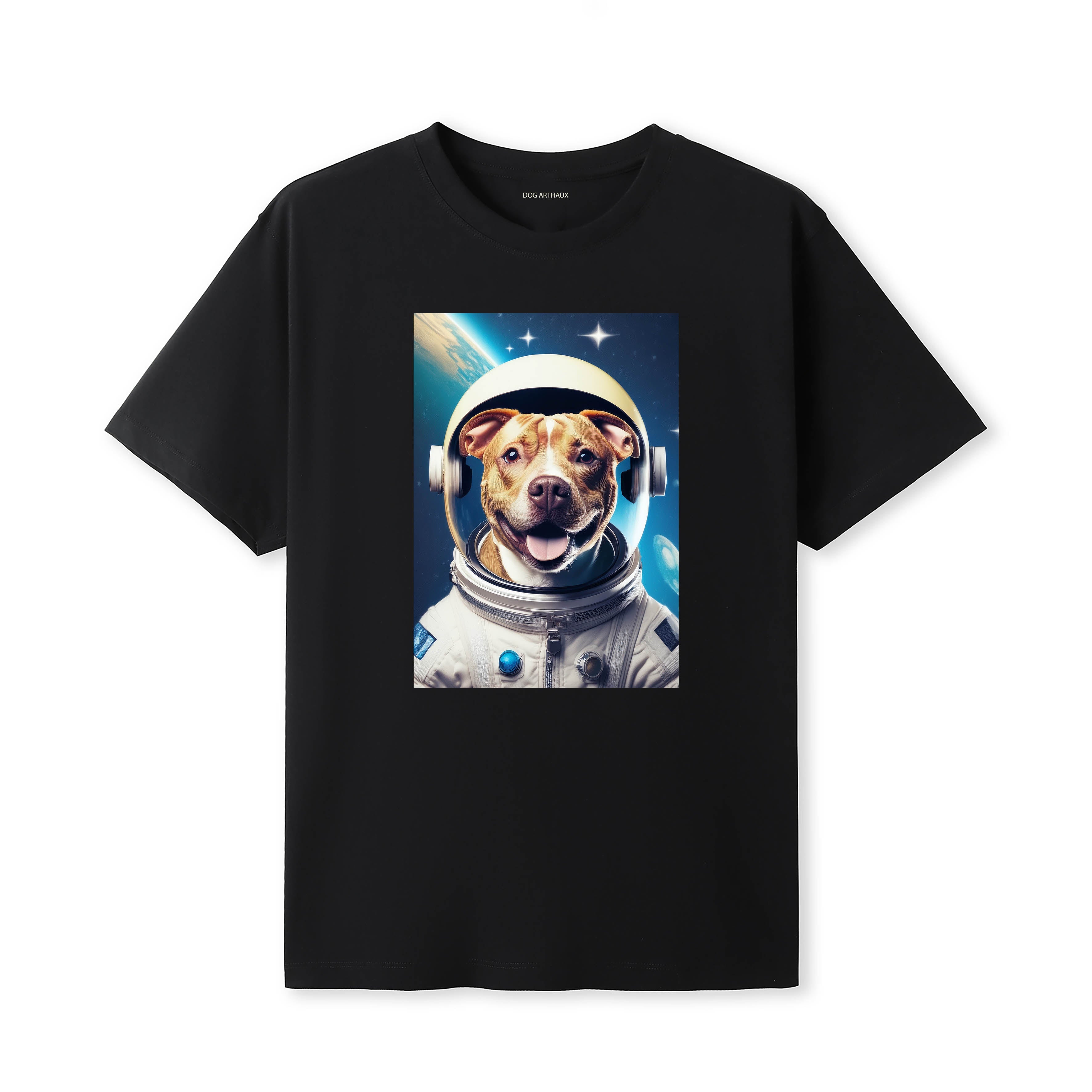 American Pitbull Terrier Astronaut Dog T-shirt - Black | Dogsy & Co