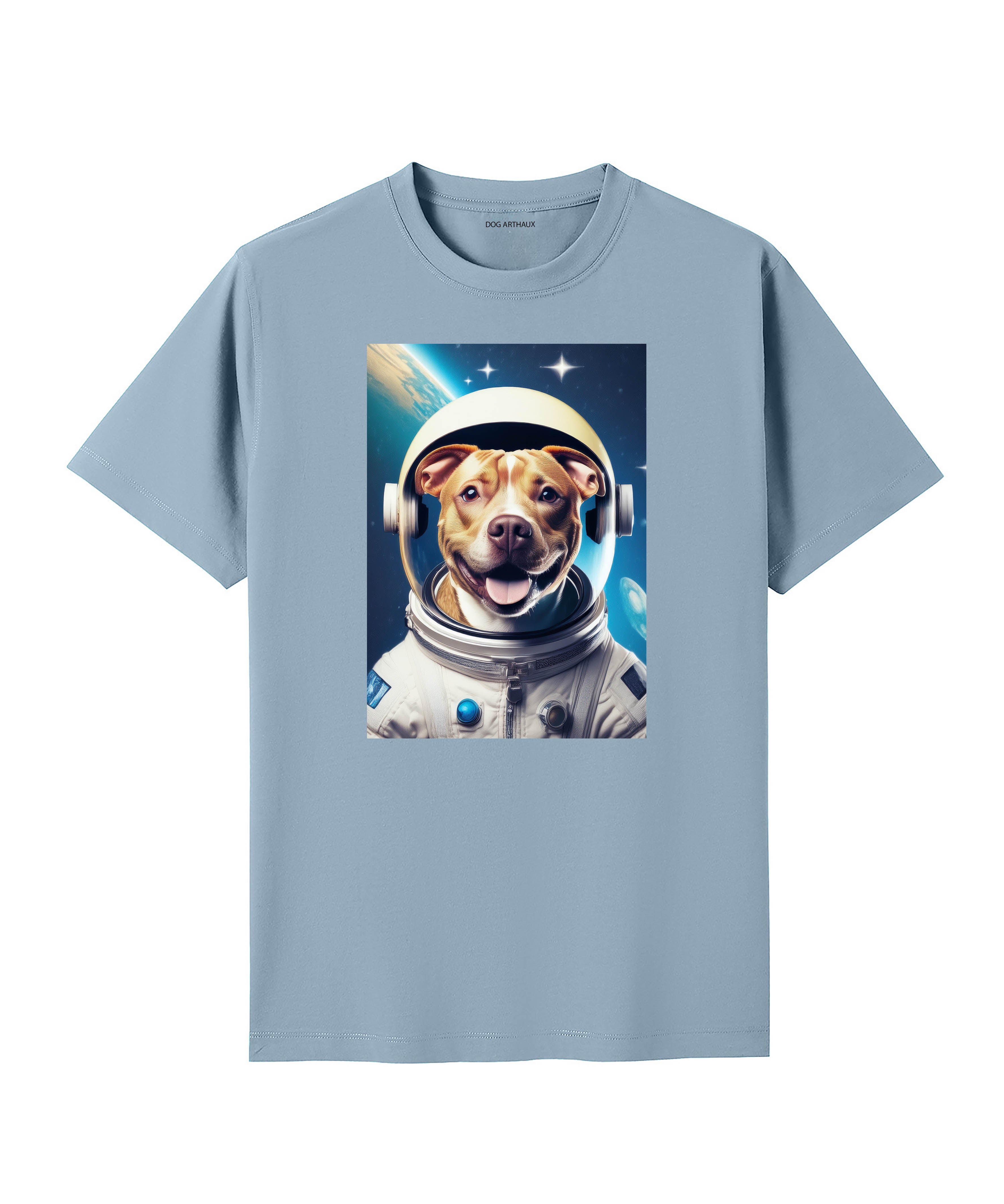 American Pitbull Terrier Astronaut Dog T-shirt - Blue