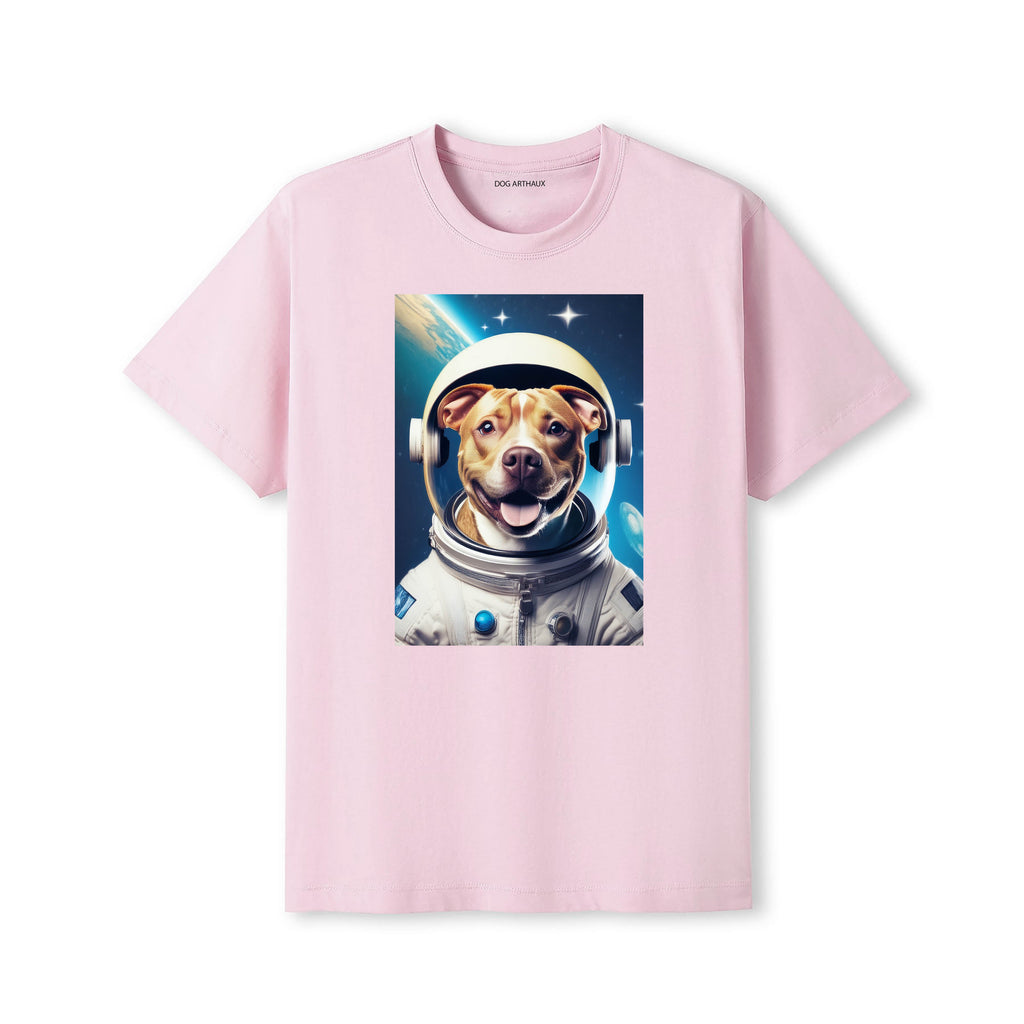 American Pitbull Terrier Astronaut Dog T-shirt - Pink