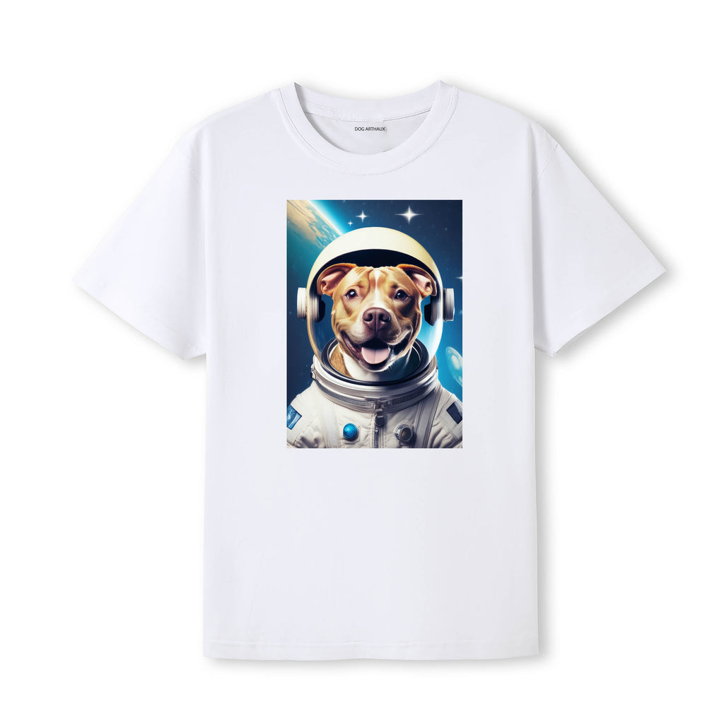 American Pitbull Terrier Astronaut Dog T-shirt - White