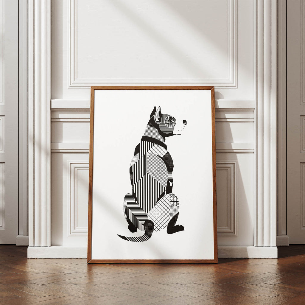 American Pitbull Terrier Geometric Line Art mockup