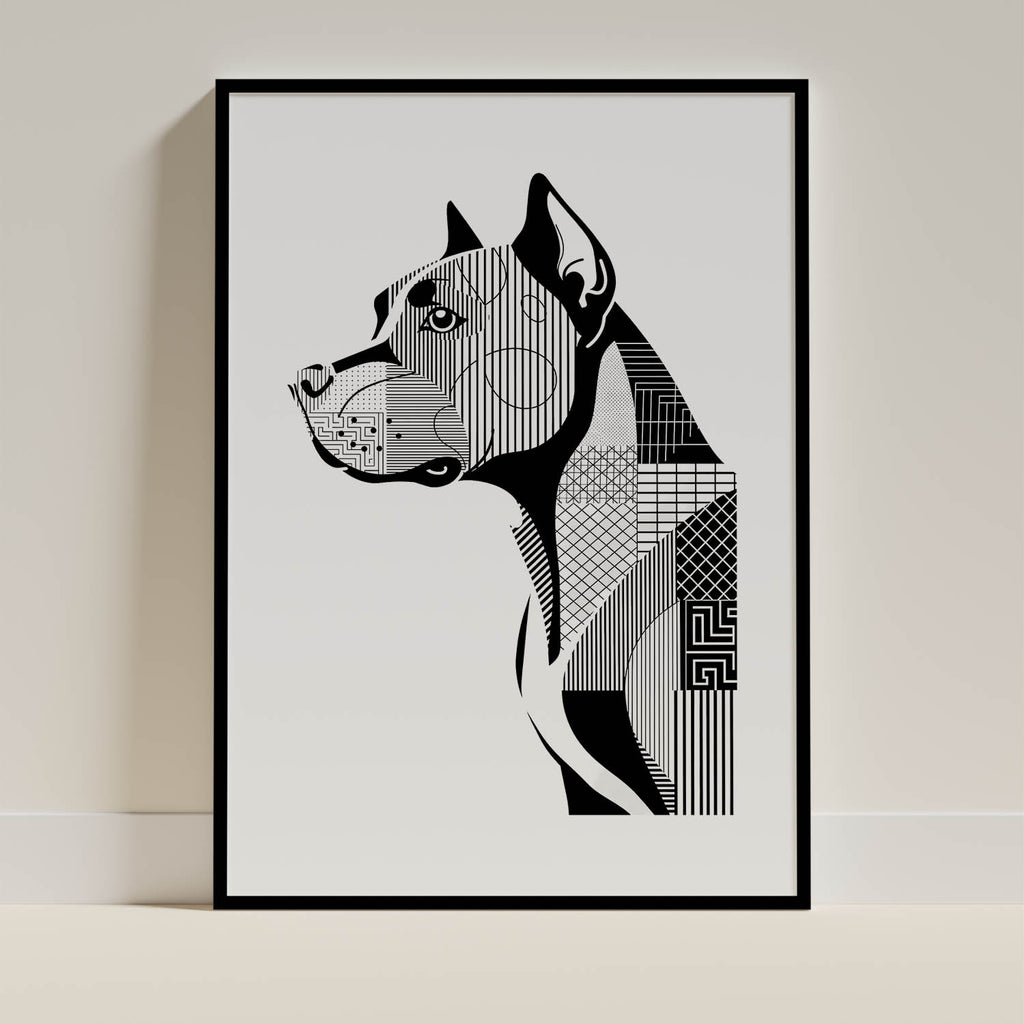 American Pitbull Terrier Geometric Line Art mockup