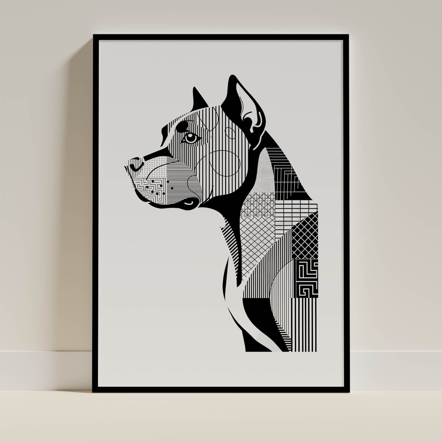 American Pitbull Terrier Geometric Line Art mockup