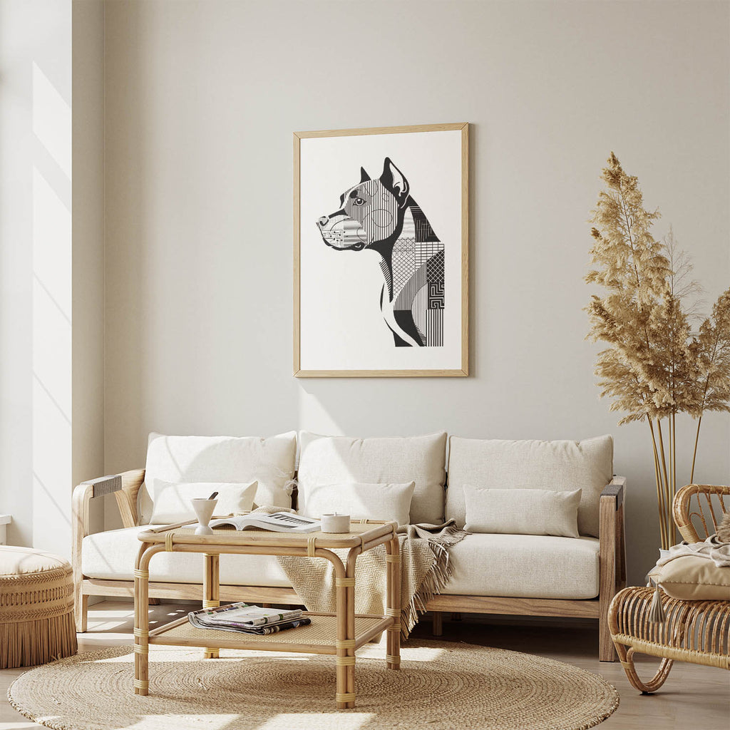 American Pitbull Terrier Geometric Line Art mockup