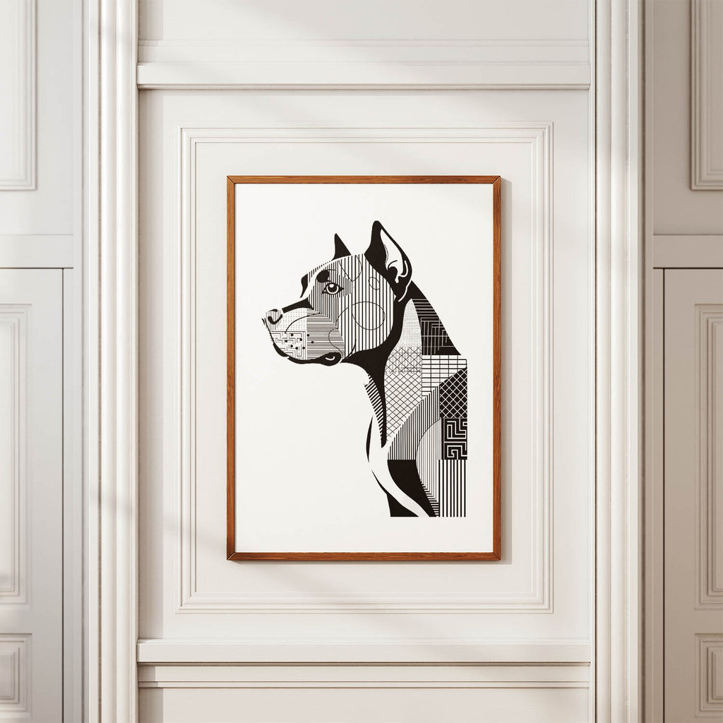 American Pitbull Terrier Geometric Line Art mockup
