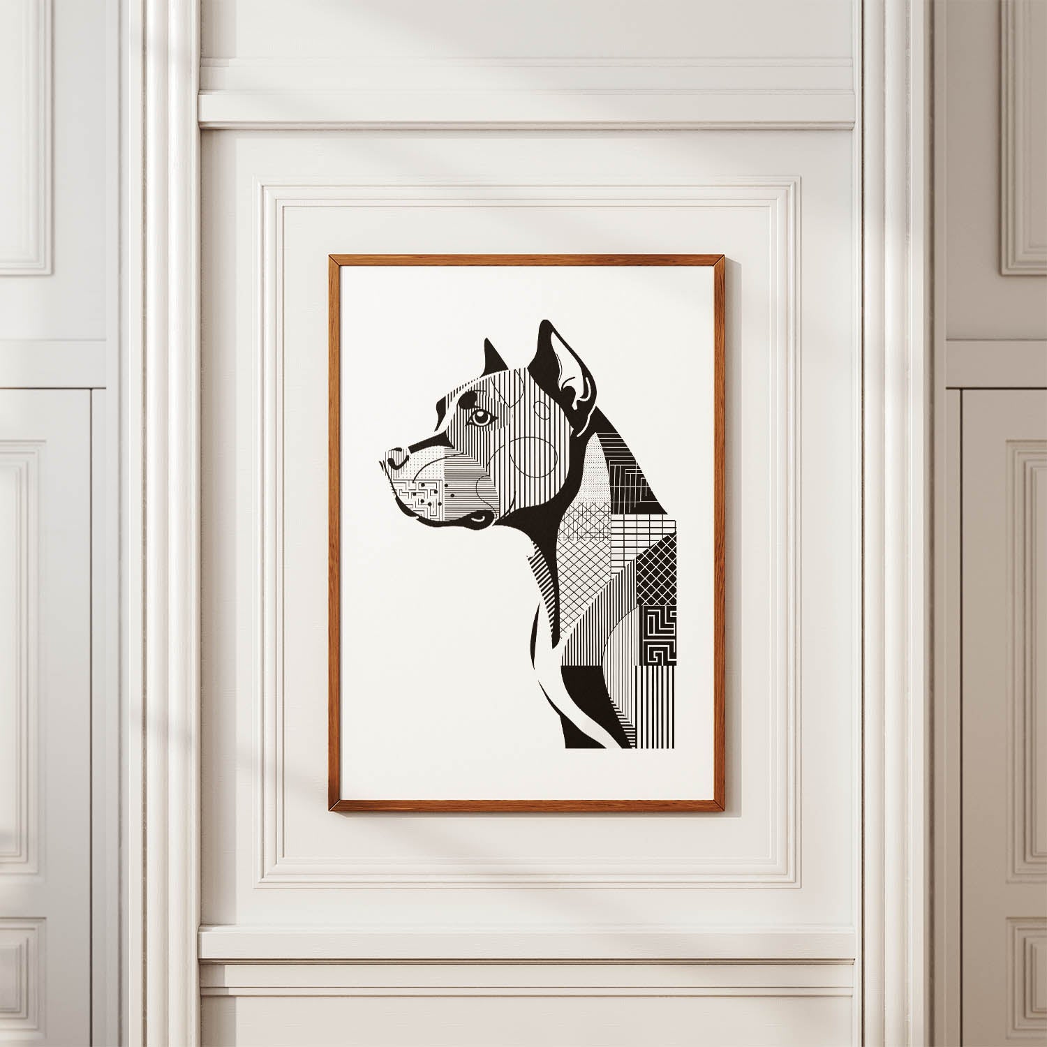 American Pitbull Terrier Geometric Line Art mockup