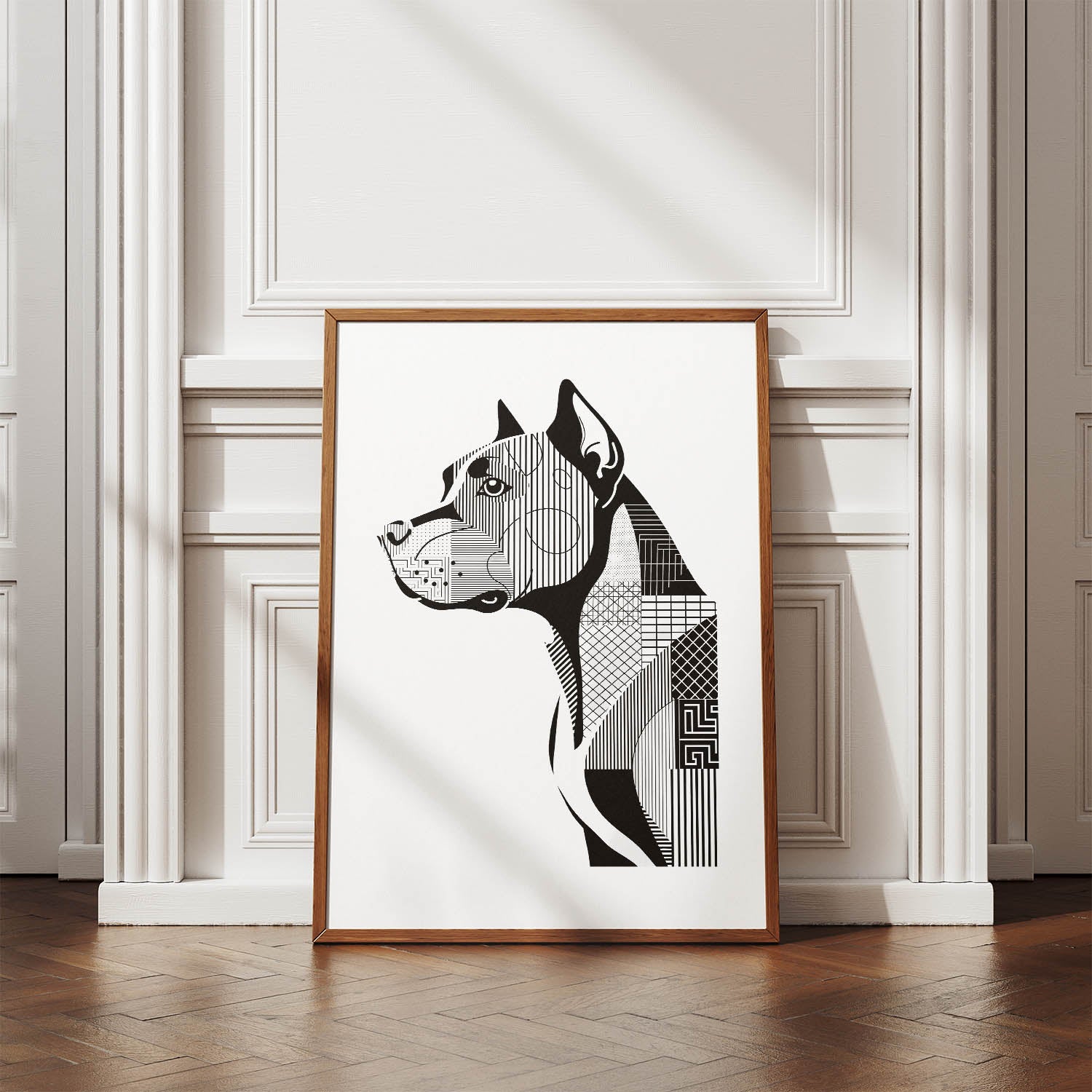 American Pitbull Terrier Geometric Line Art mockup