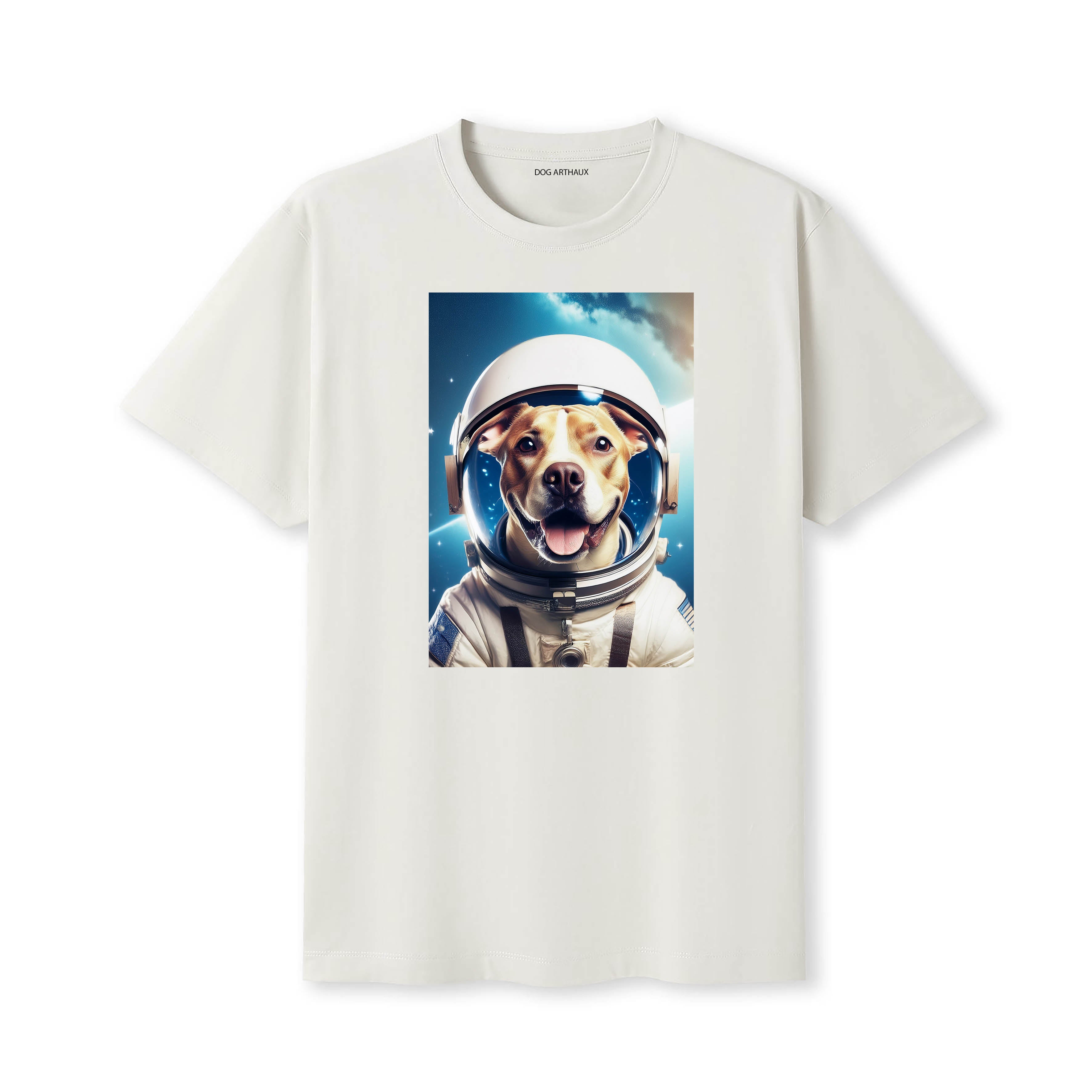 Staffordshire Bull Terrier Astronaut Dog T-shirt - Natural