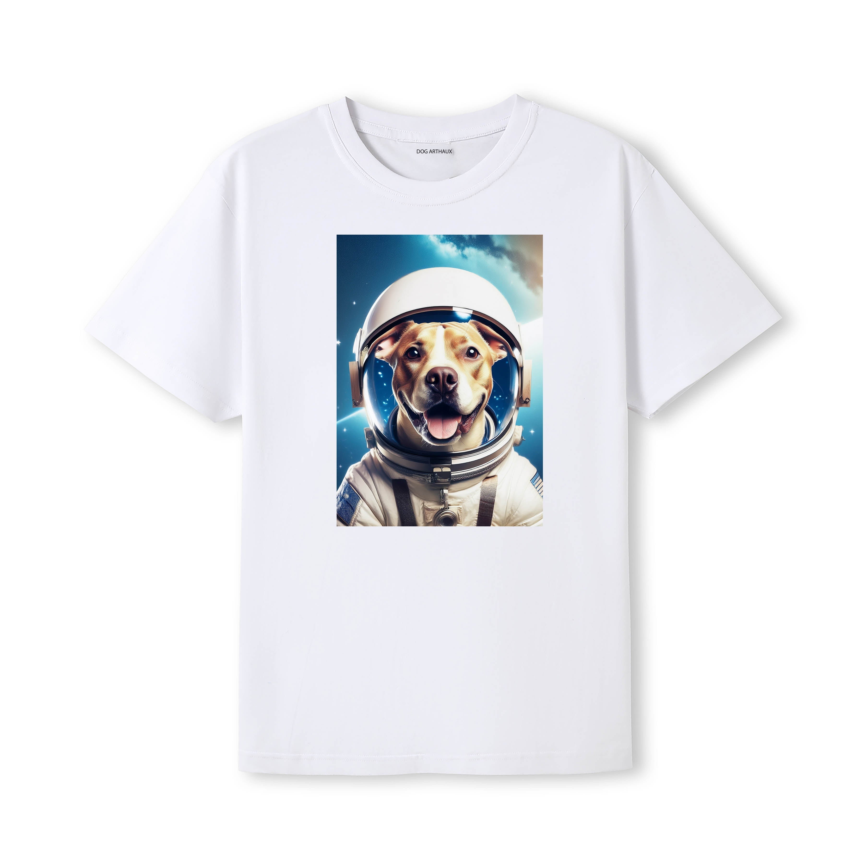 Staffordshire Bull Terrier Astronaut Dog T-shirt - White