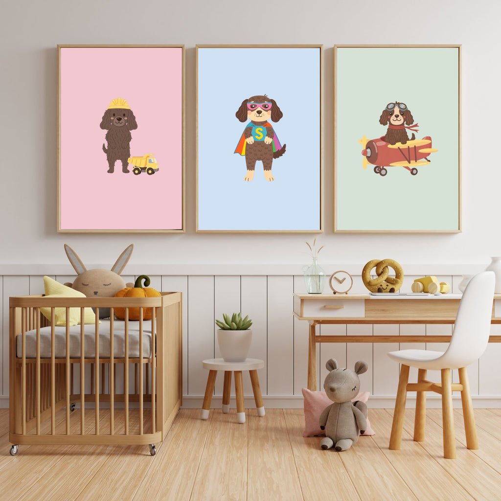 American Water Spaniel Kids Nursery Wall Art Print Bundle — 22 Dog Costume Designs, 5 Colours, 6 Print Sizes | Digital Download