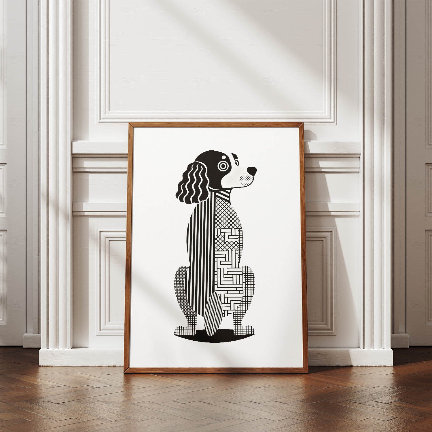 American Water Spaniel Geometric Line Art mockup