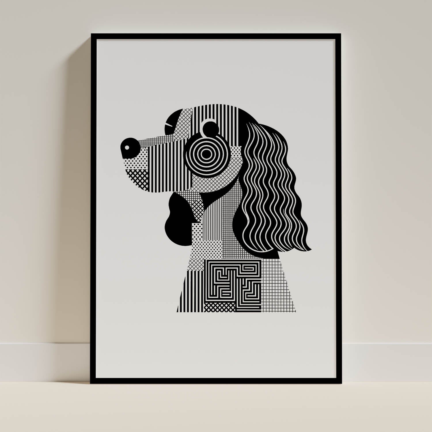 American Water Spaniel Geometric Line Art mockup