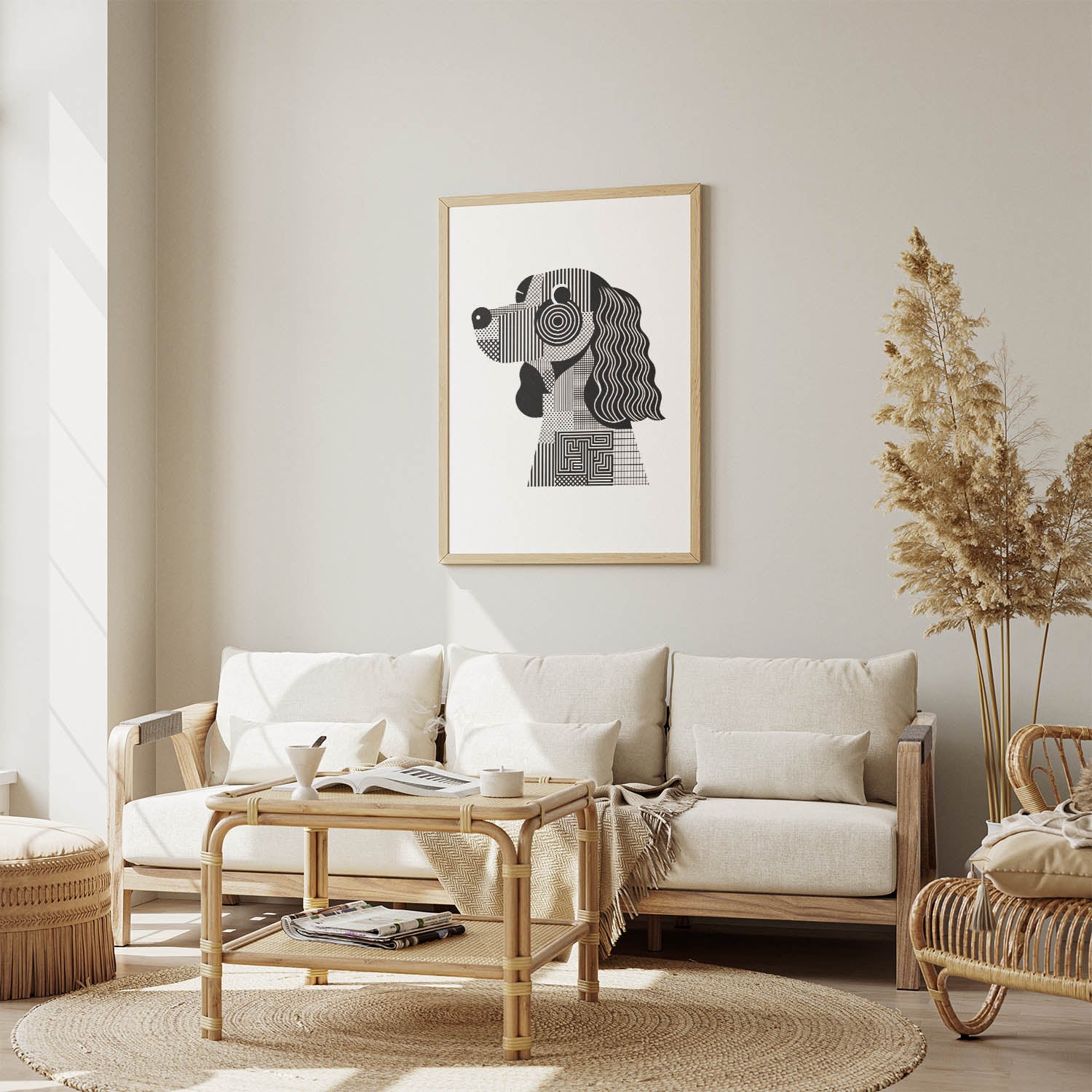 American Water Spaniel Geometric Line Art mockup