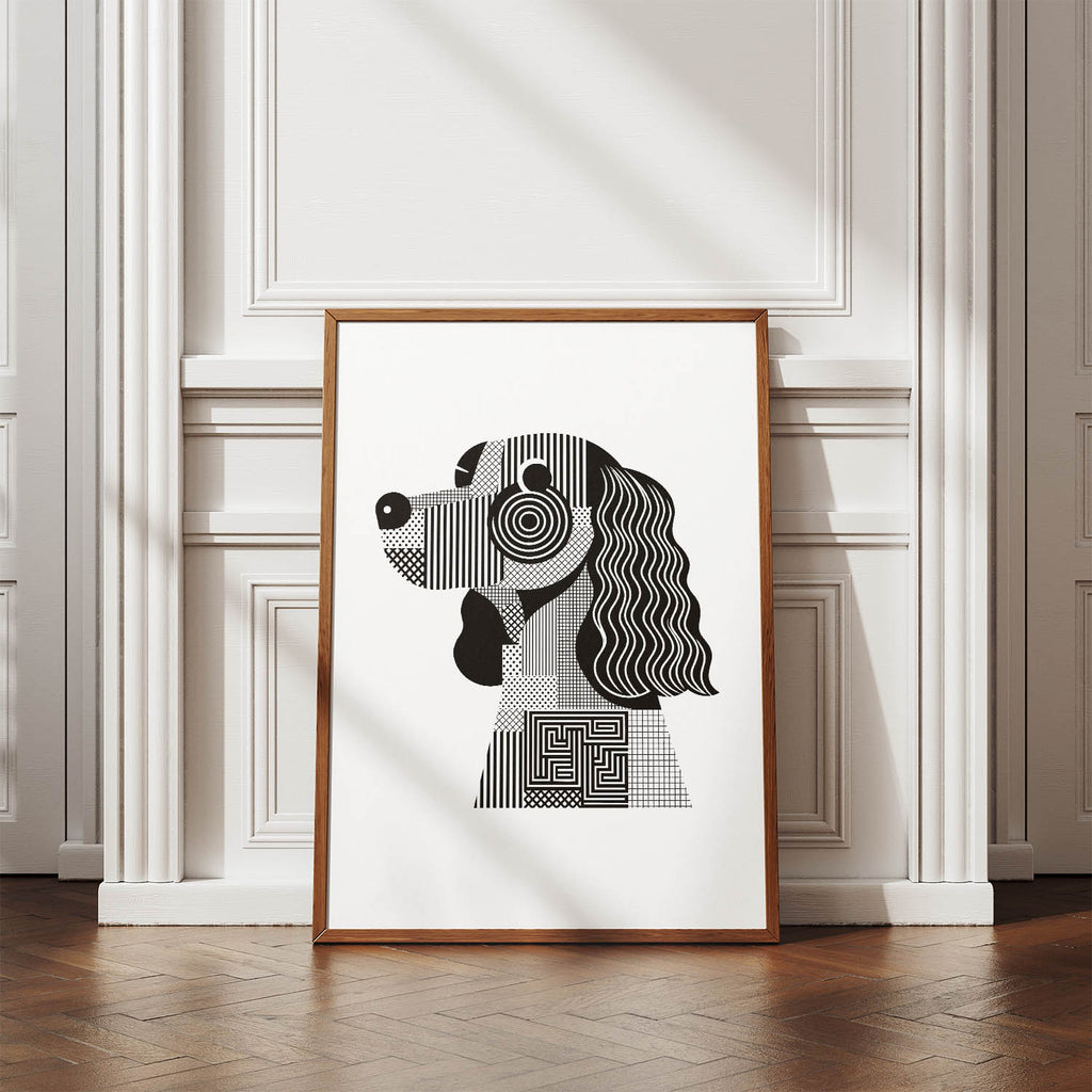 American Water Spaniel Geometric Line Art mockup