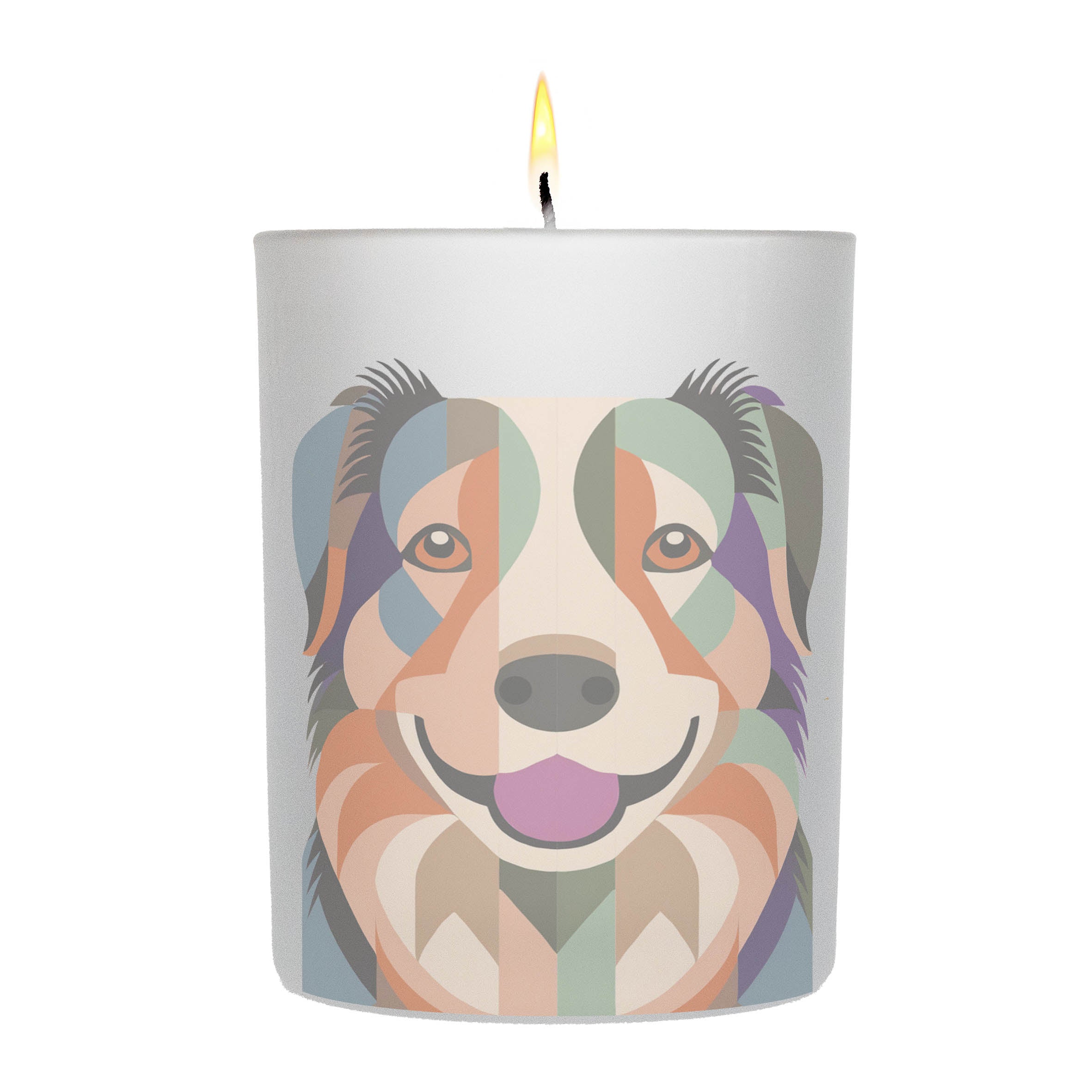 Australian Shepherd Graphic Retro Chic Frosted Candle