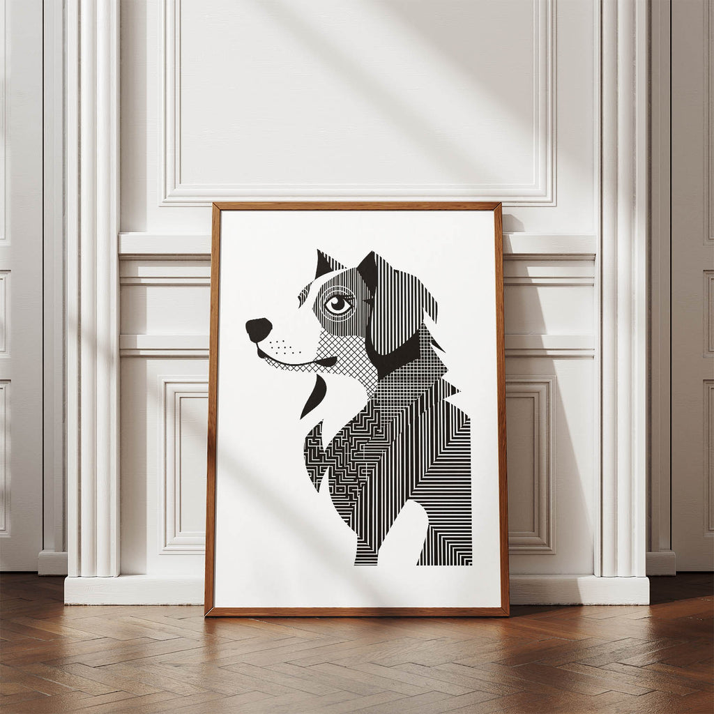 Australian Shepherd Geometric Line Art mockup