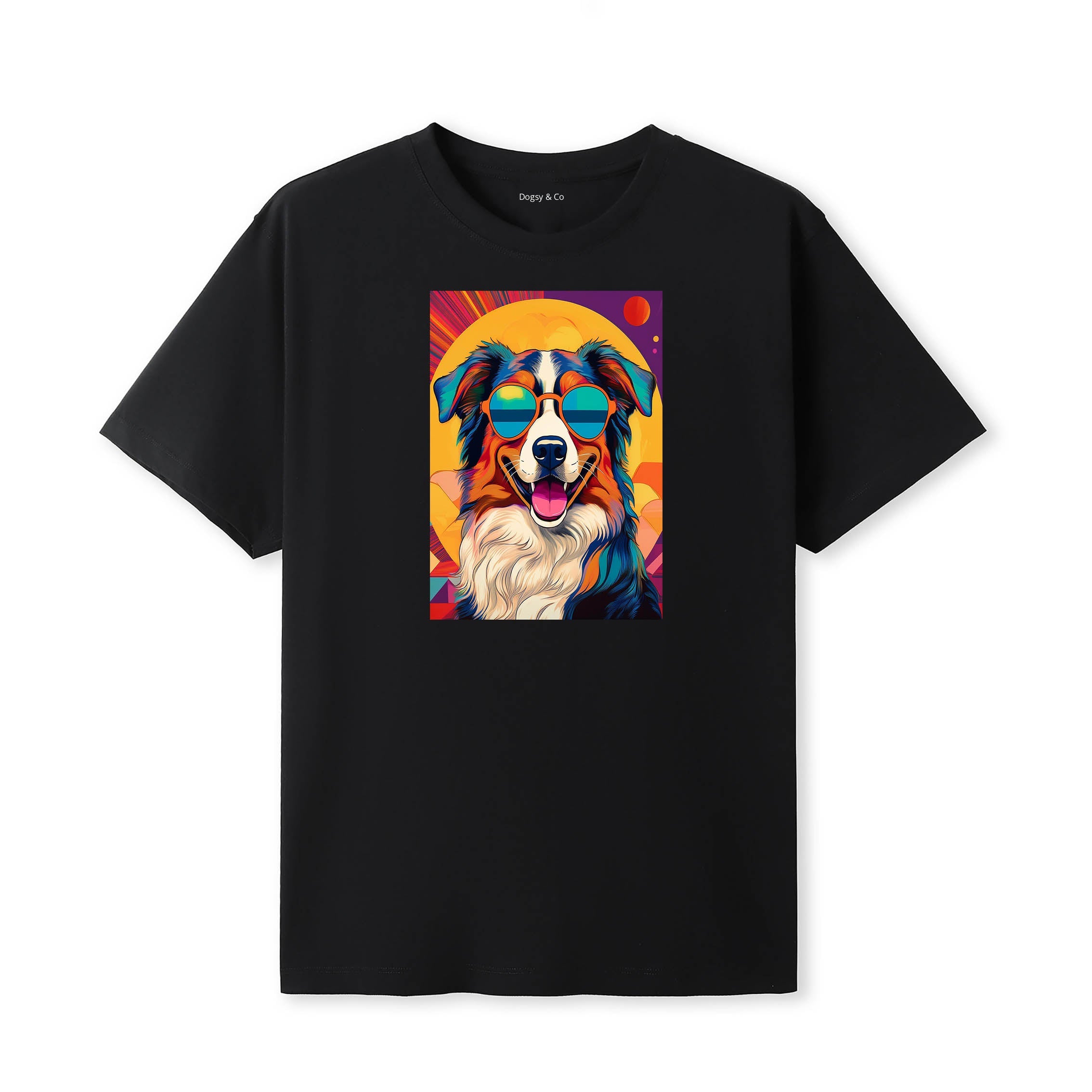 Australian Shepherd Sunnies Dog T-Shirt Black