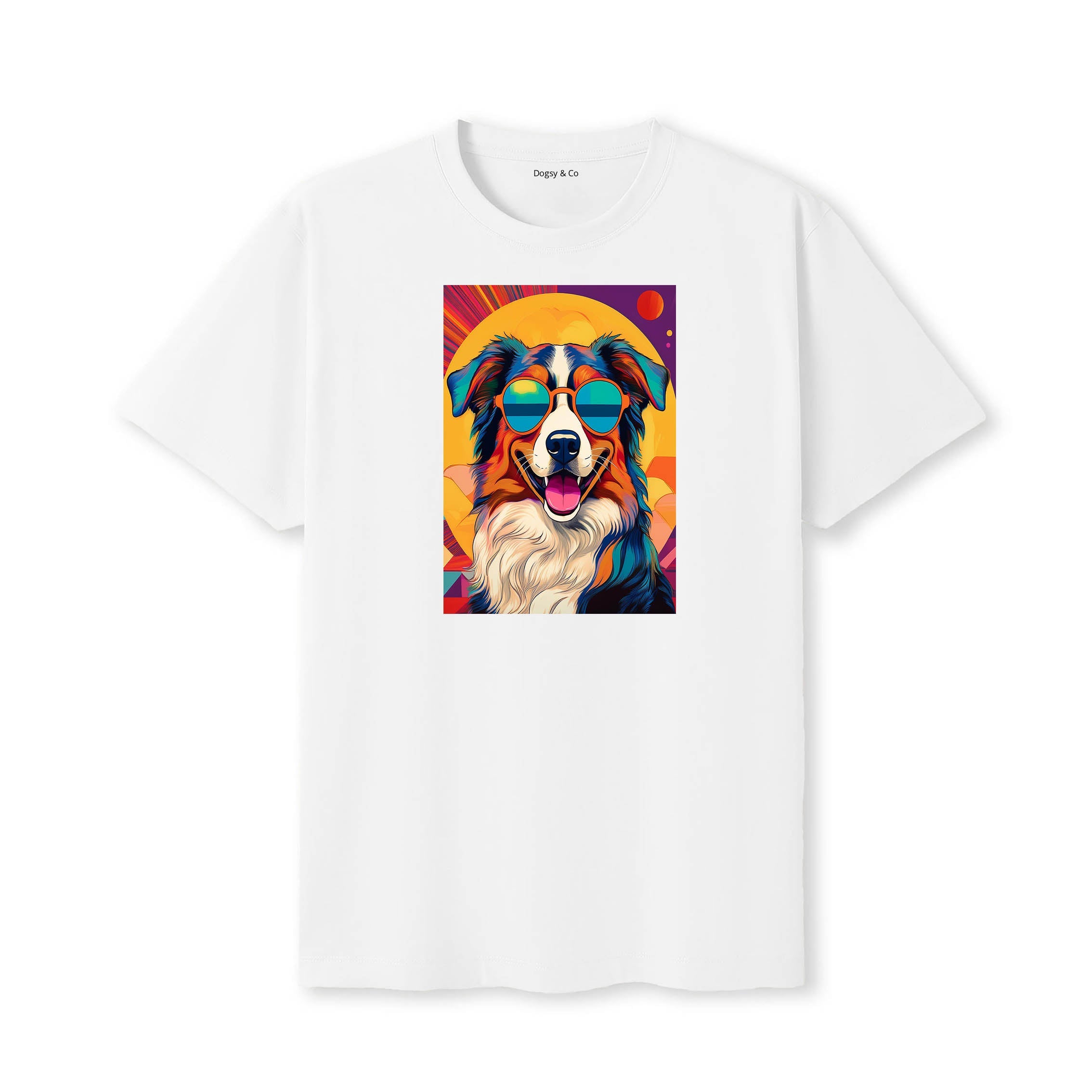 Australian Shepherd Sunnies Dog T-Shirt White