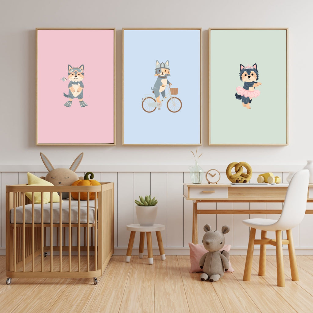 Australian Silky Terrier Kids Nursery Wall Art Print Bundle — 22 Dog Costume Designs, 5 Colours, 6 Print Sizes | Digital Download