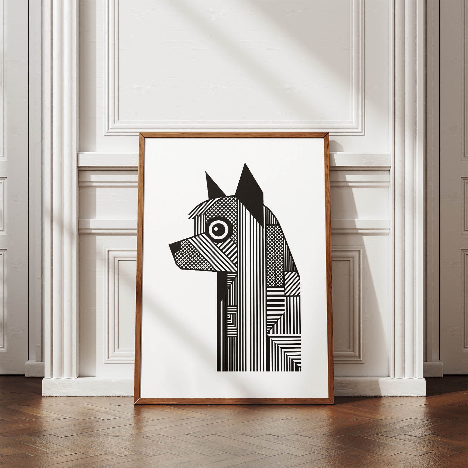 Australian Silky Terrier Geometric Line Art mockup