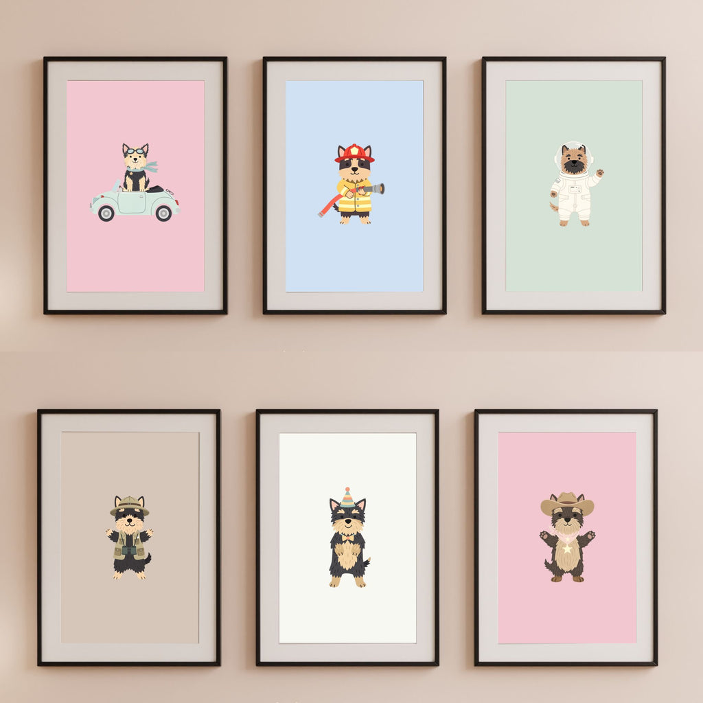 Australian Terrier Kids Nursery Wall Art Print Bundle — 22 Dog Costume Designs, 5 Colours, 6 Print Sizes | Digital Download