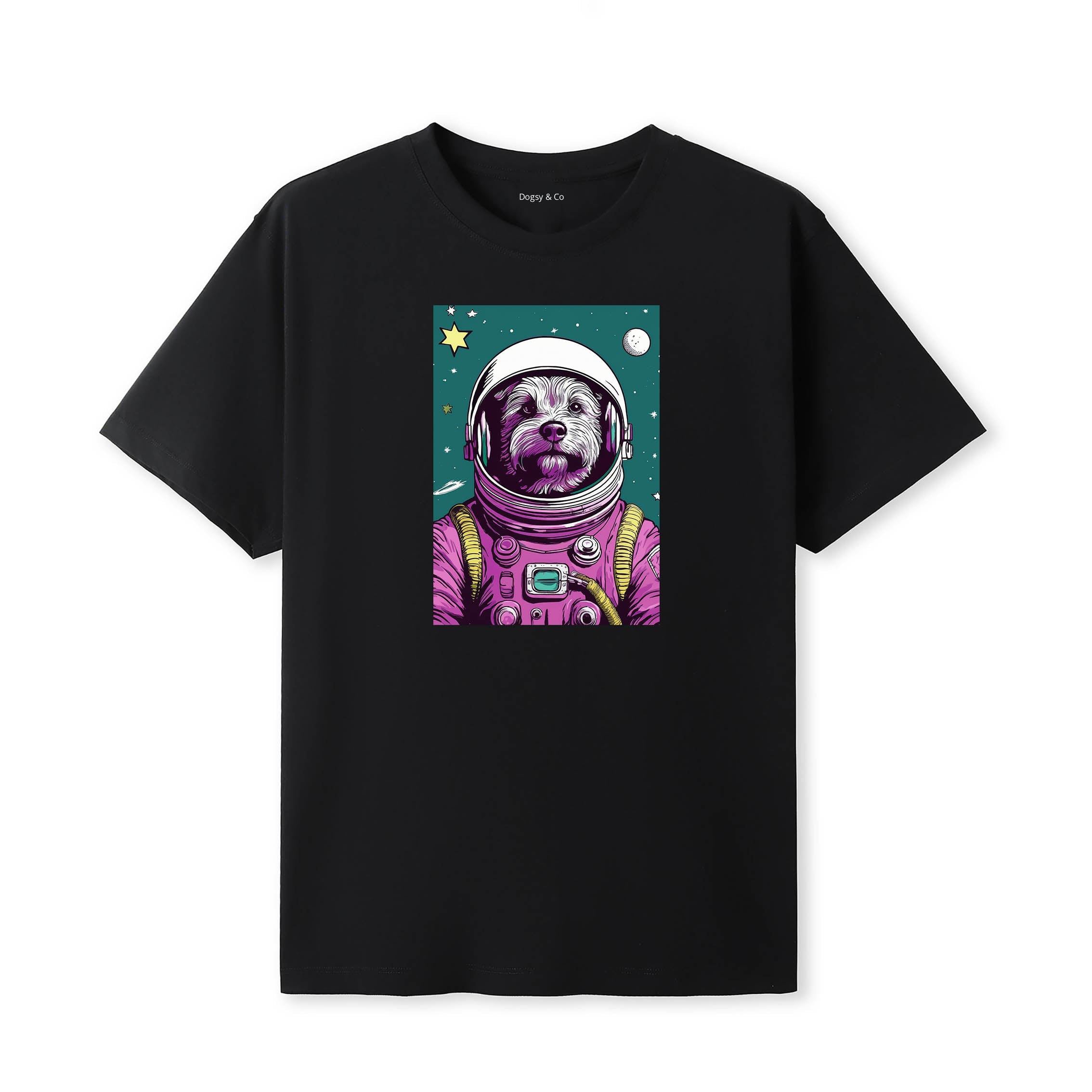 Australian Terrier Space Dogs T-Shirt colourful astronaut dog artwork in a retro space design