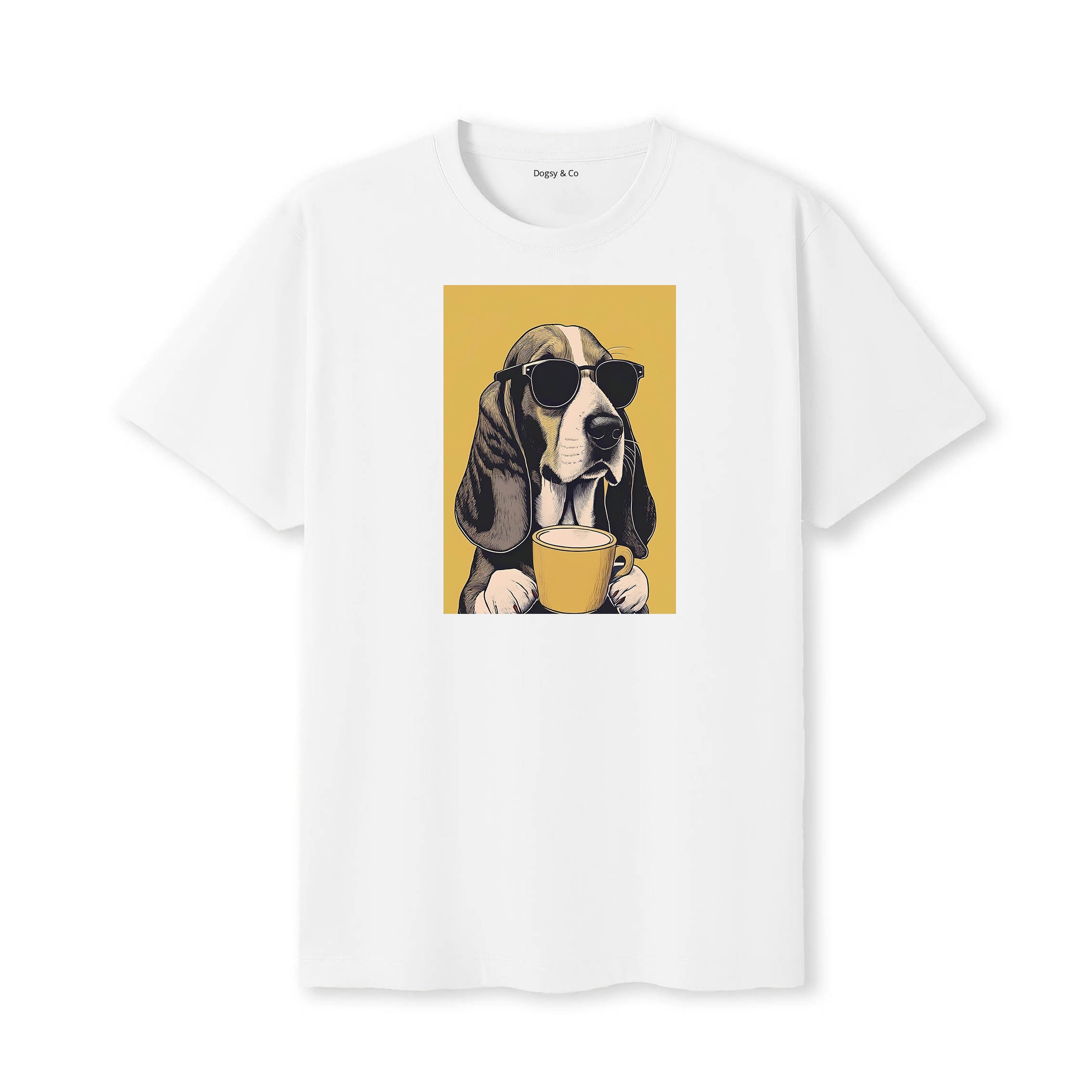Basset Hound Coffee Dog T-Shirt White