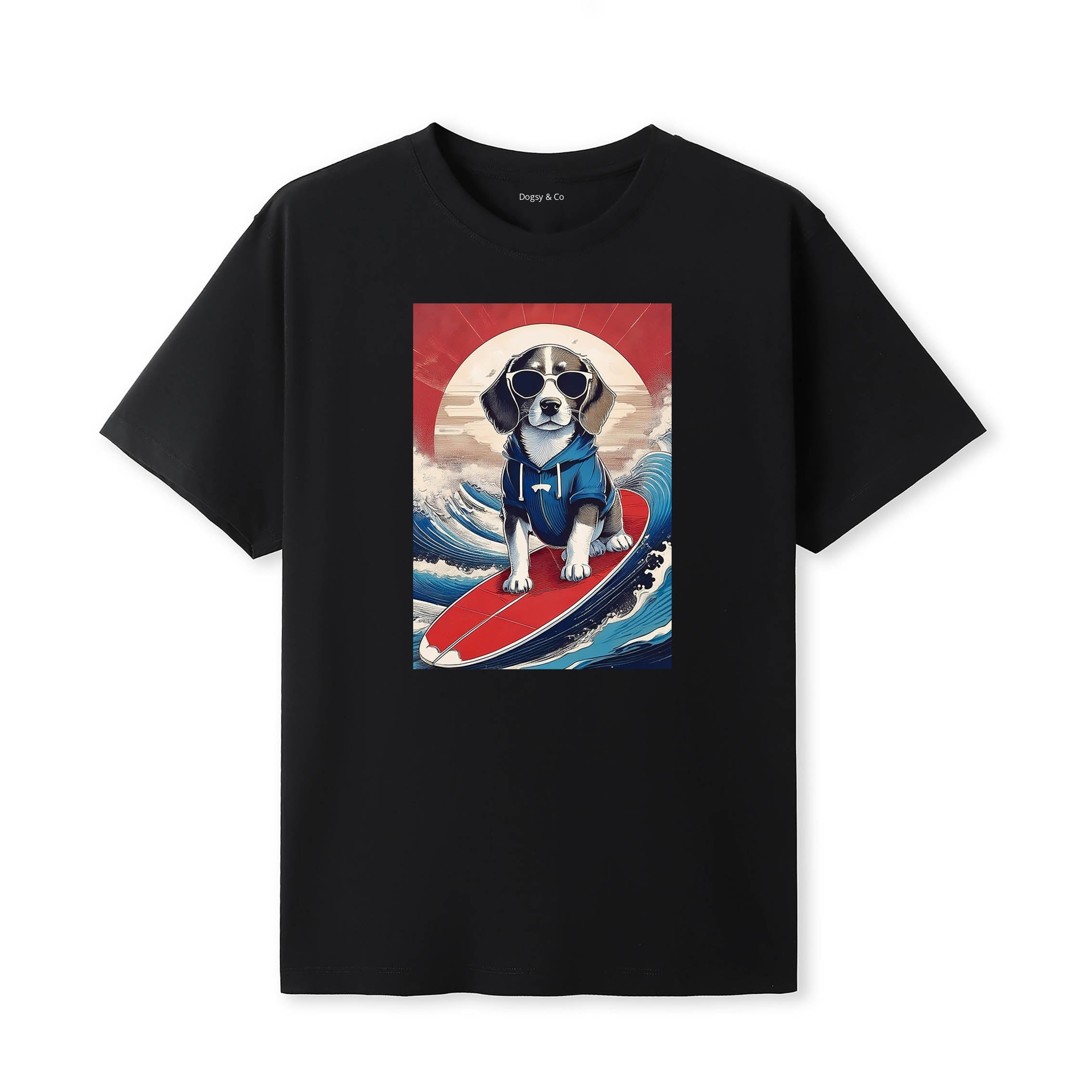 Beagle Surfer Hokusai Dogs T-Shirt Artwork
