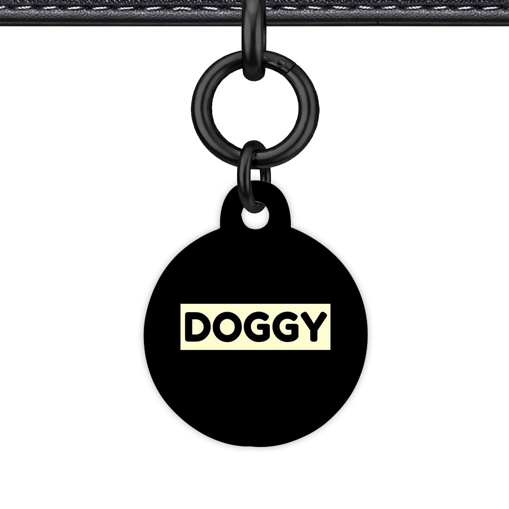 Black & Cream Circle Shape Black Ring Classic Pet ID Tag