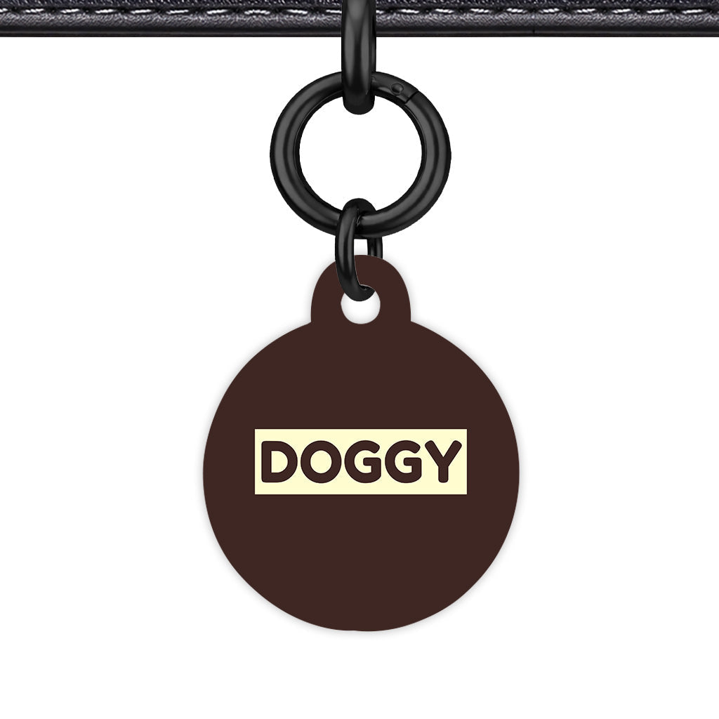 Dark Brown & Cream Circle Shape Black Ring QR Smart Pet ID Tag