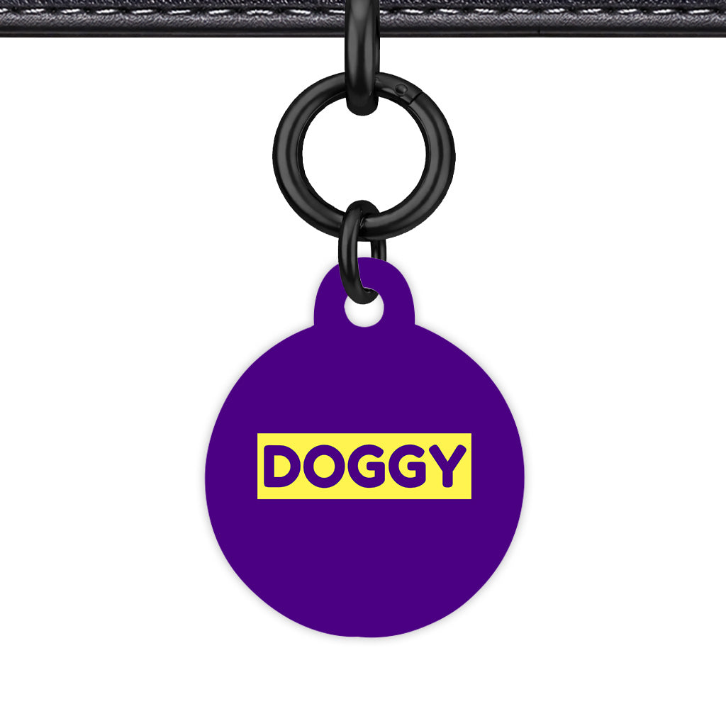 Indigo & Lemon Circle Shape Black Ring Classic Pet ID Tag