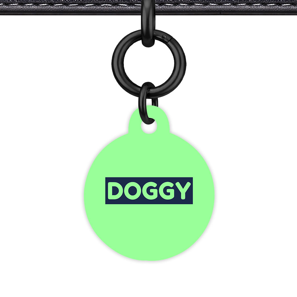 Mint & Navy Circle Shape Black Ring QR Smart Pet ID Tag