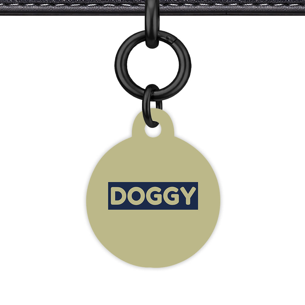 Sage & Navy Circle Shape Black Ring QR Smart Pet ID Tag