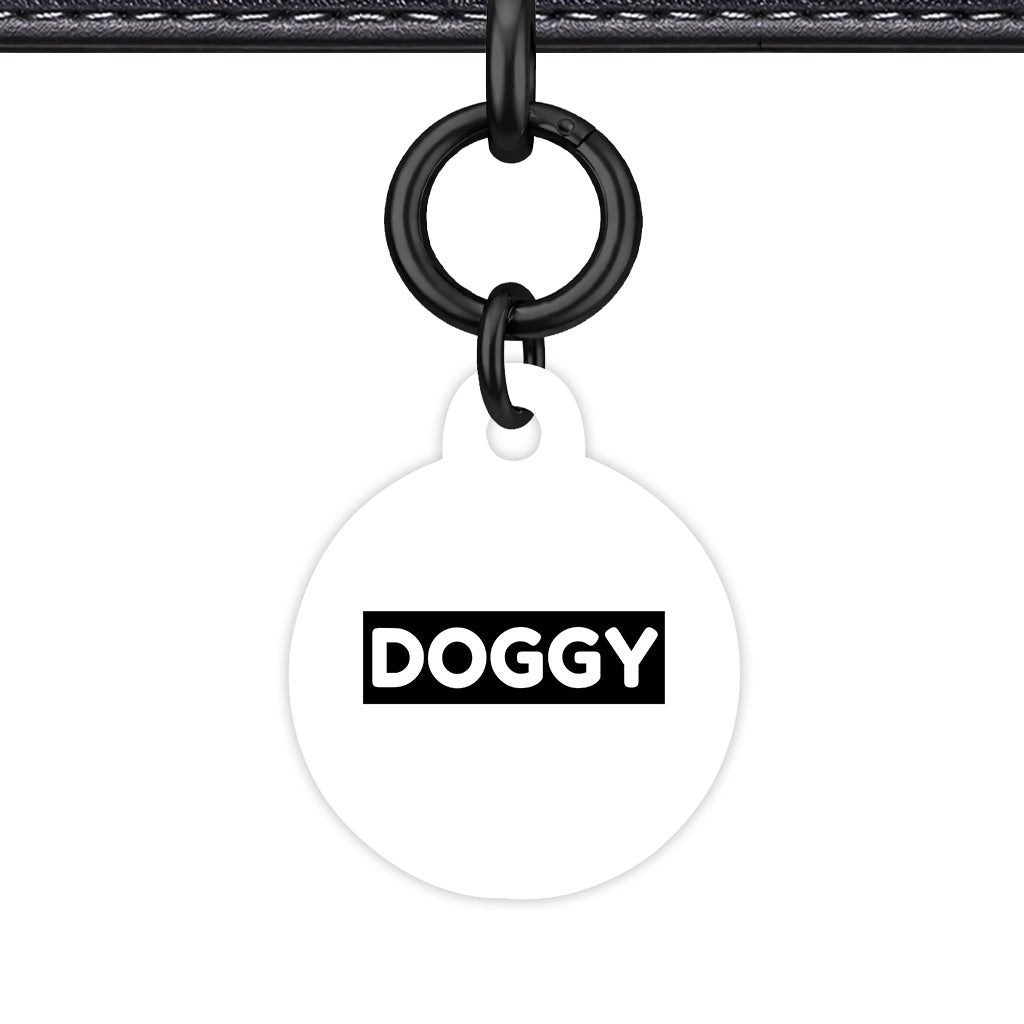 White & Black Circle Shape Black Ring QR Smart Pet ID Tag