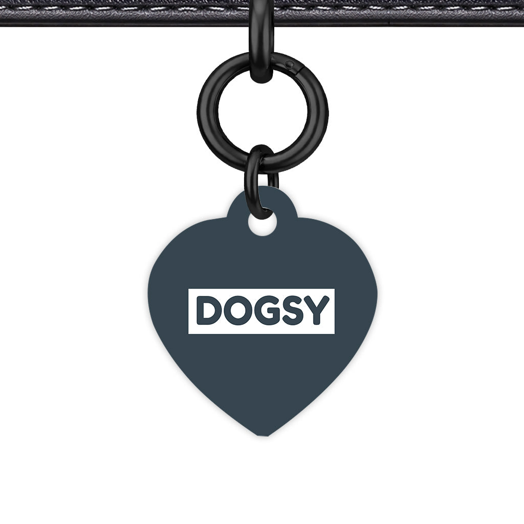 Charcoal & White Heart Shape Black Ring QR Smart Pet ID Tag