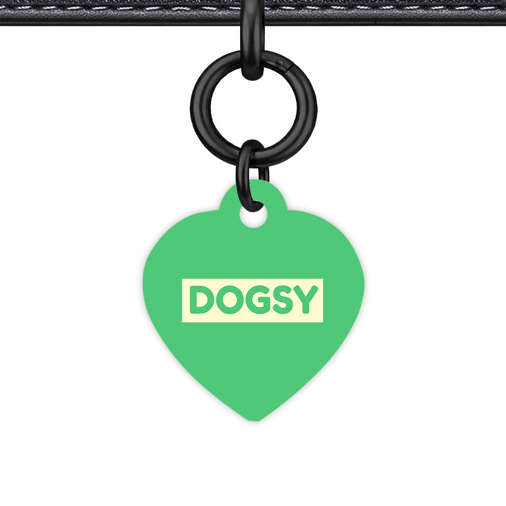 Emerald Green & Cream Heart Shape Black Ring Classic Pet ID Tag