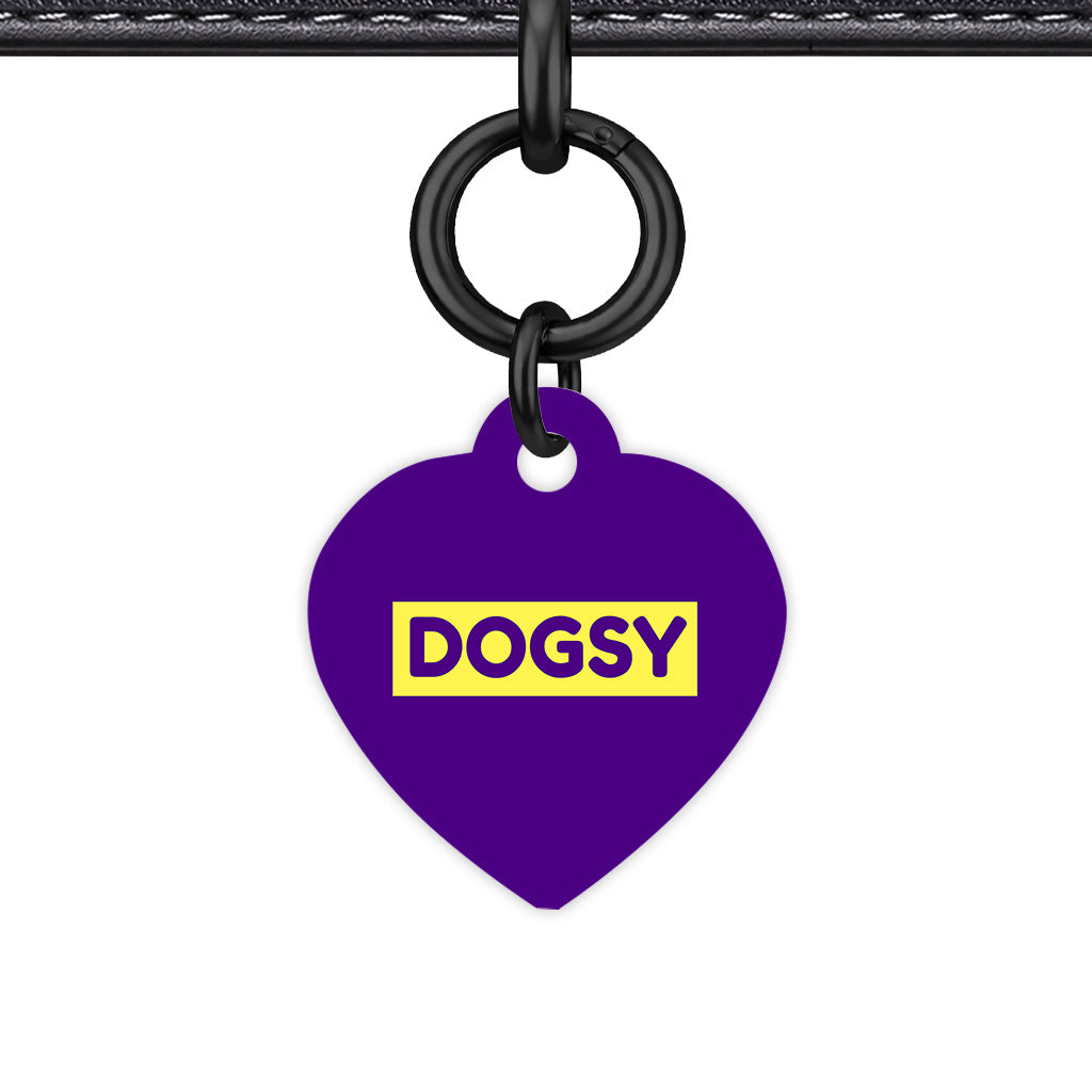 Indigo & Lemon Heart Shape Black Ring Classic Pet ID Tag