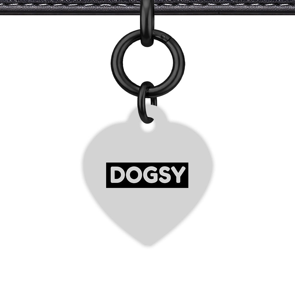 Light Grey & Black Heart Shape Black Ring QR Smart Pet ID Tag