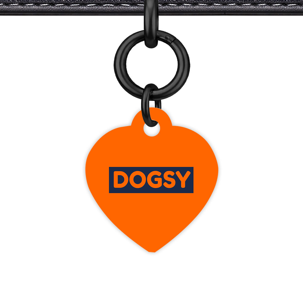 Orange & Navy Heart Shape Black Ring QR Smart Pet ID Tag