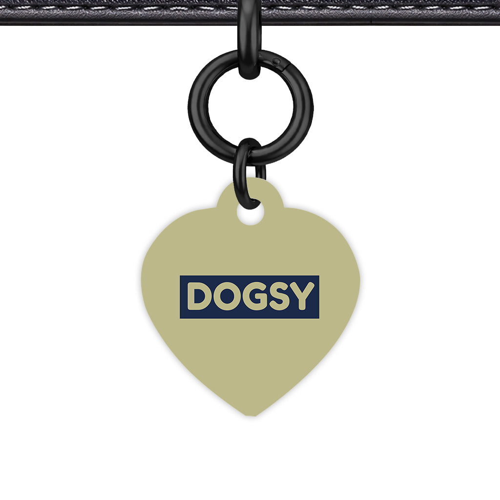 Sage & Navy Heart Shape Black Ring Classic Pet ID Tag