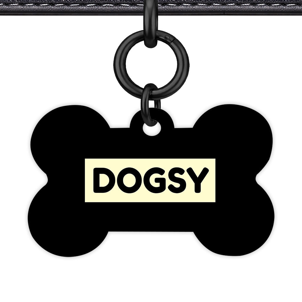 Black & Cream Bone Shape Black Ring QR Smart Pet ID Tag