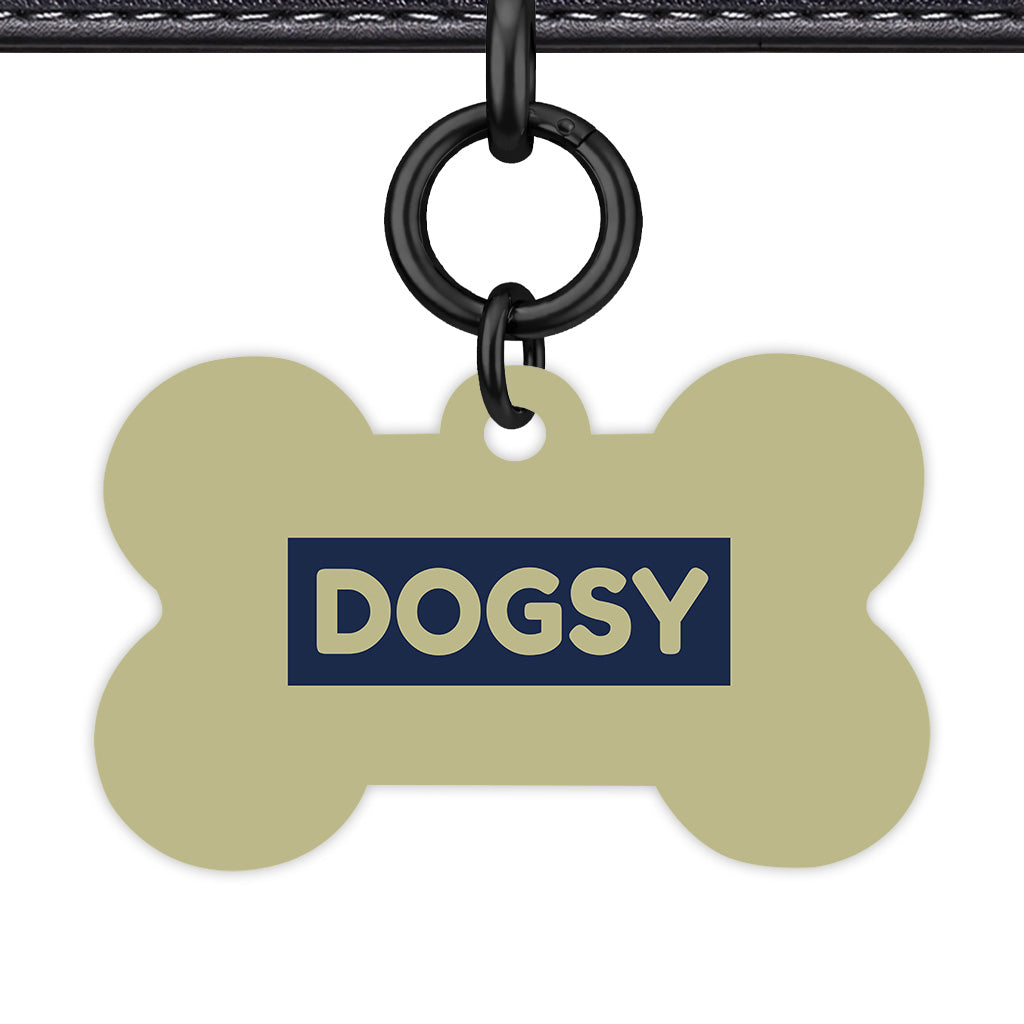 Sage & Navy Bone Shape Black Ring Classic Pet ID Tag