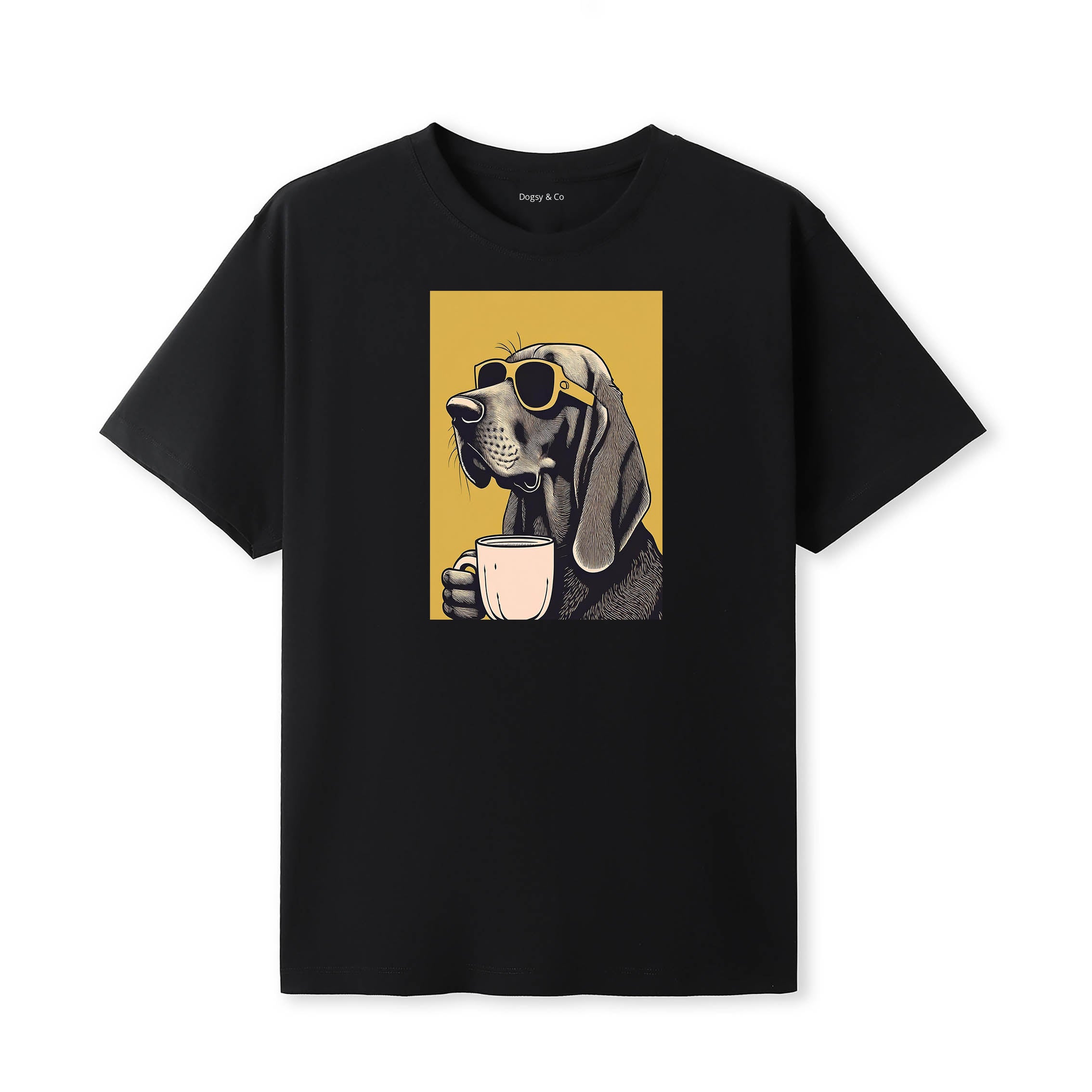Bloodhound Coffee Dog T-Shirt Black