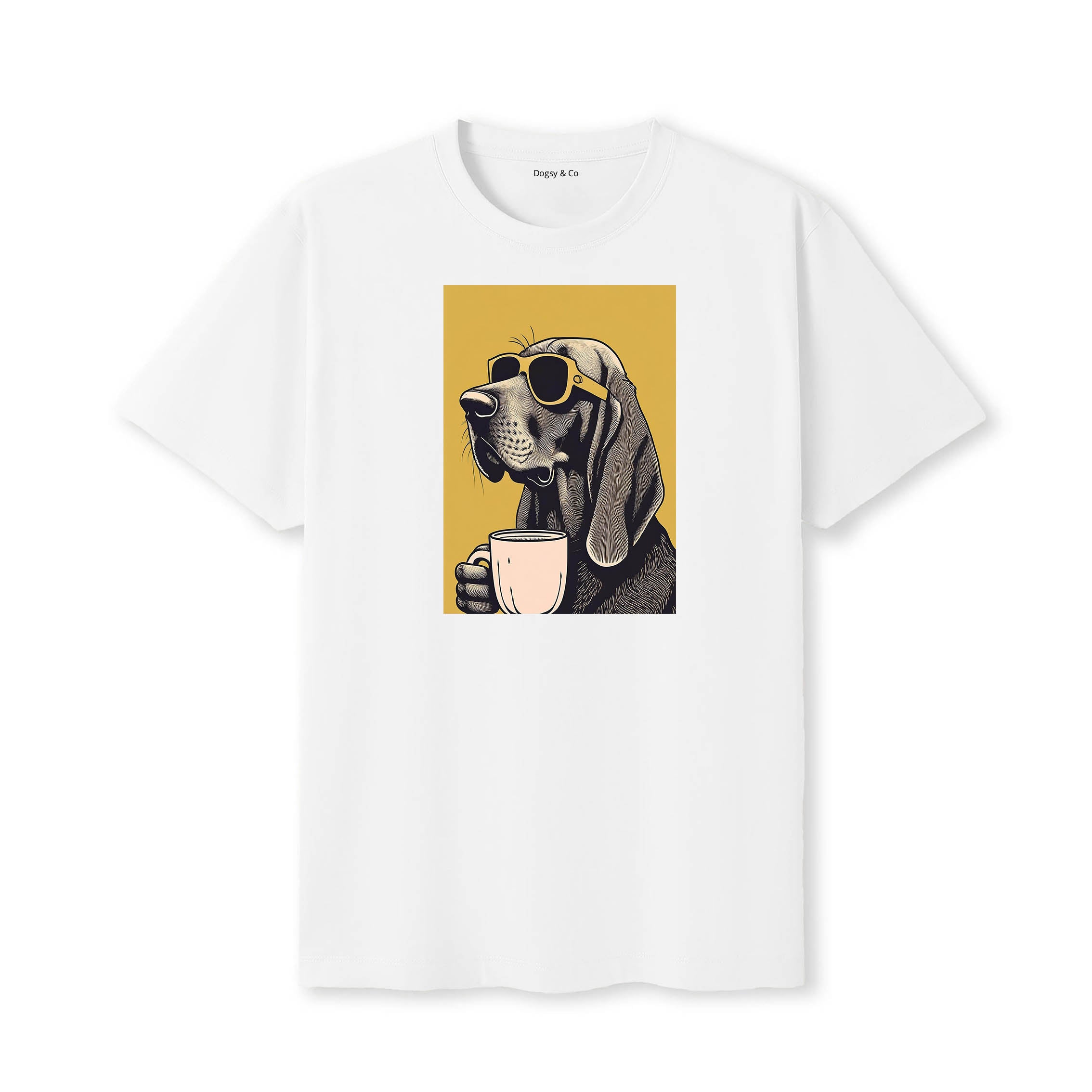 Bloodhound Coffee Dog T-Shirt White