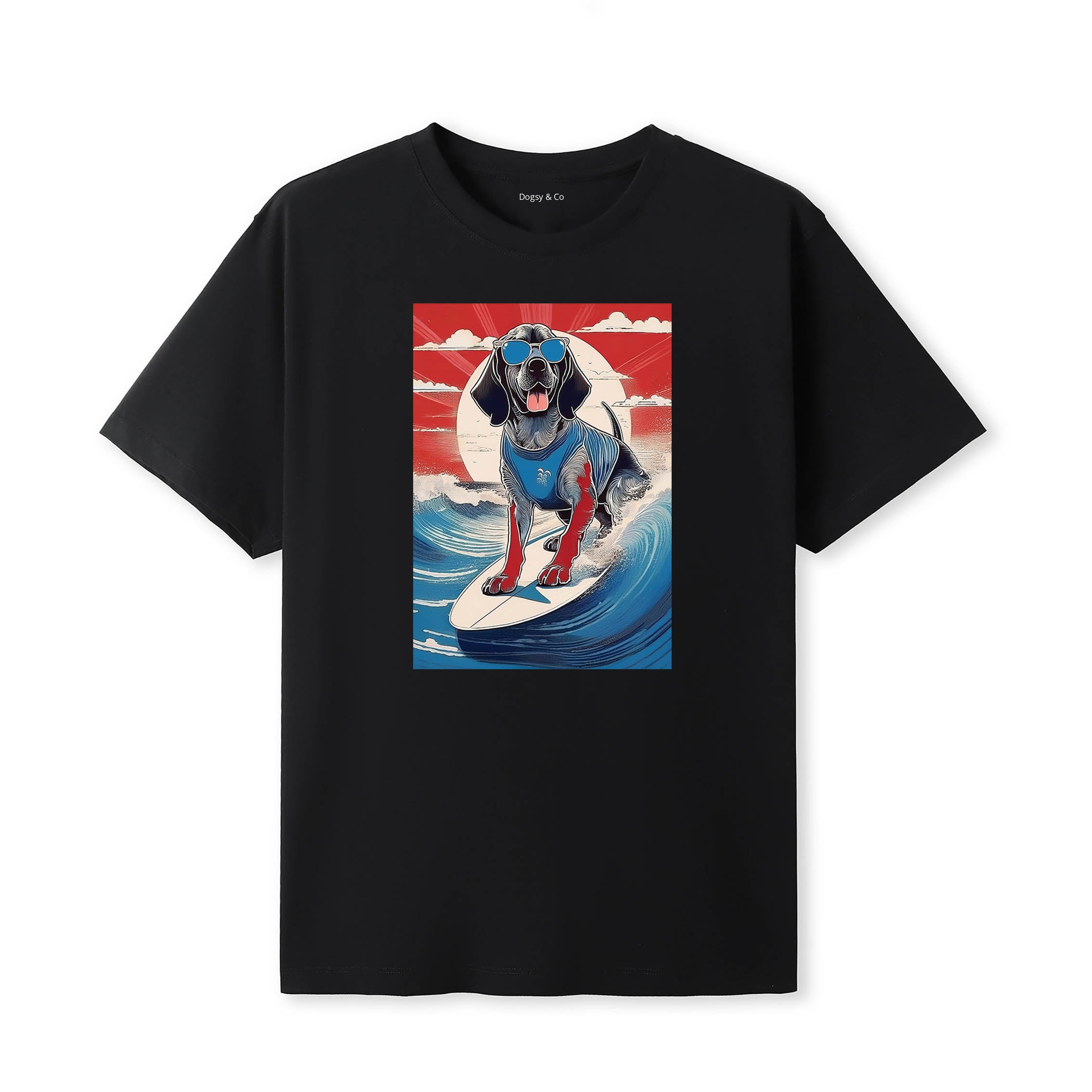 Bloodhound Surfer Hokusai Dogs T-Shirt Artwork